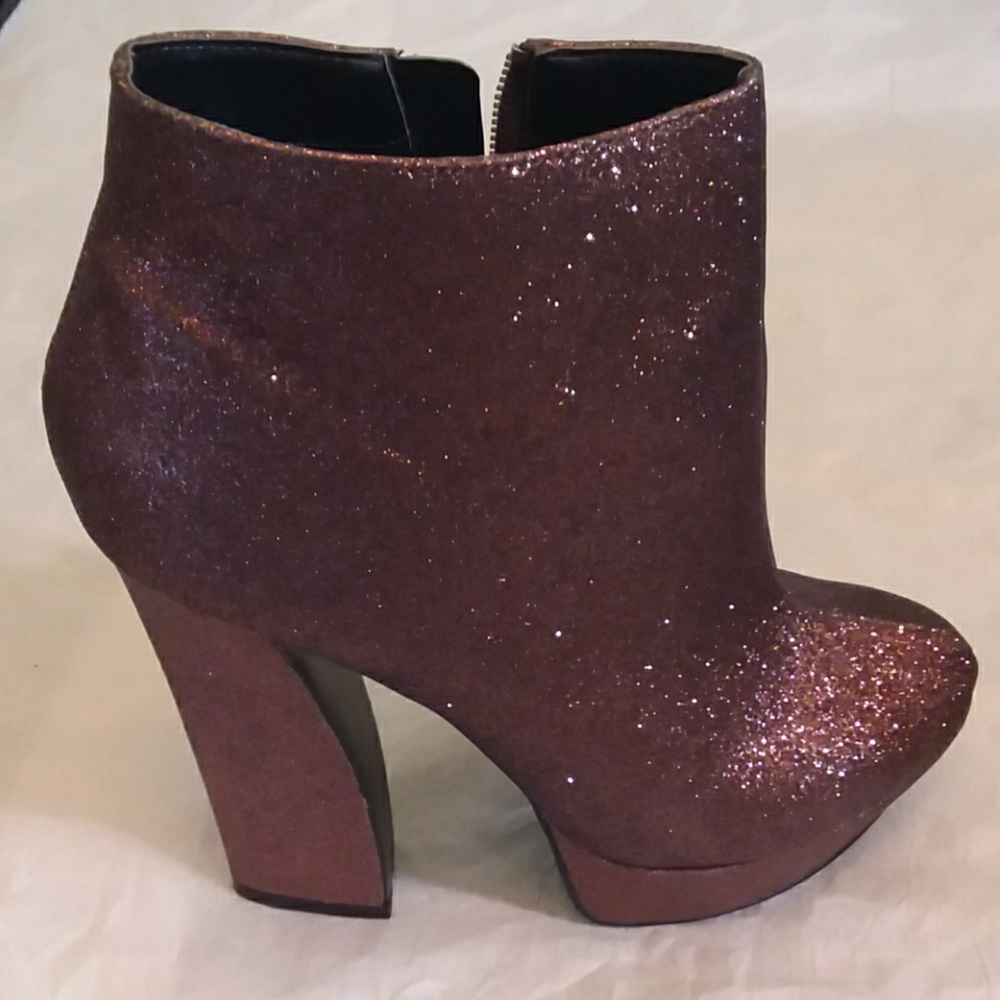 Dolce Vita Copper Glitter High Ankle Boots Sz 8.5